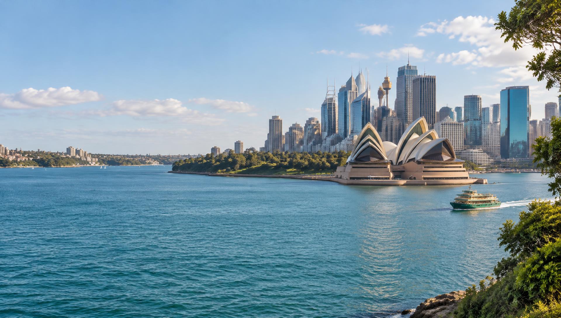 Sydney Opera House and city skyline across Sydney Harbour